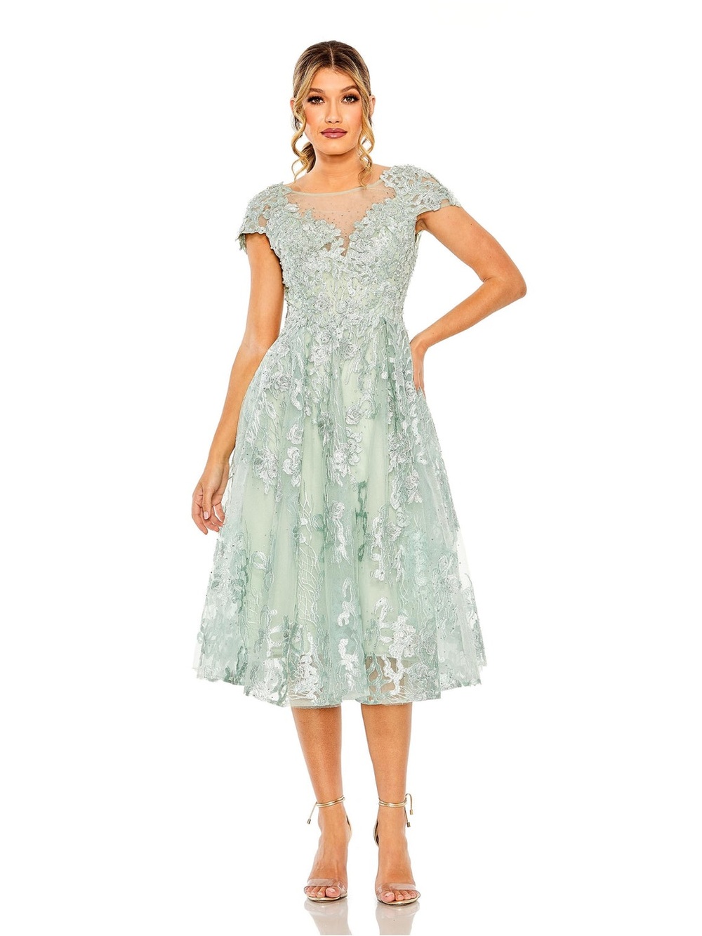 Floral Formal A Line Midi Dress Floral A Line Midi Mac Duggal 20978 $598